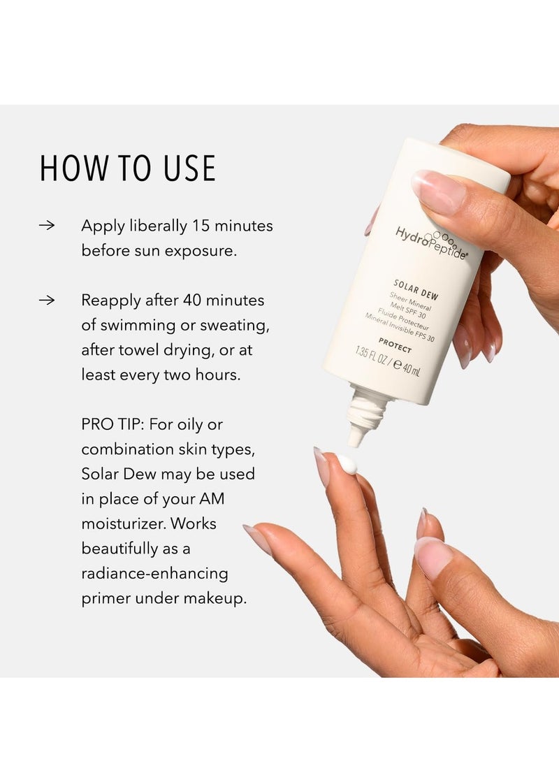 HydroPeptide - HydroPeptide Solar Dew Sheer Mineral Melt SPF30 Facial Moisturizer, Sunscreen & Primer, 1.35 Ounce - Image 1