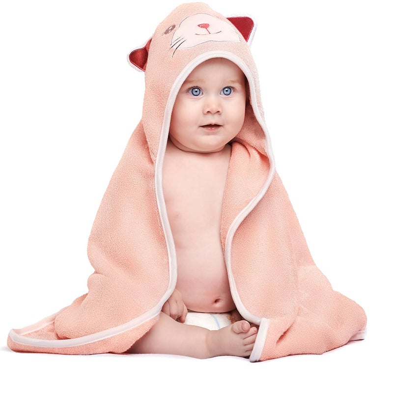 MINIBOO Hooded Baby Towels for Newborn & Toddler - Super Soft Baby Bath Towels with Hood, Highly Absorbent Viscose Made from Bamboo Hooded Towel for Girls, Newborn Essentials. - Image 3