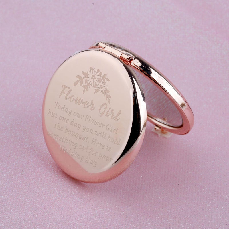 Wusuaned Flowers Girl Makeup Mirror Proposal Gifts Wedding Party Gifts Bridesmaid Mirror Mother Of The Bride Gift (Flowers Girl Makeup Mirror) - Image 2