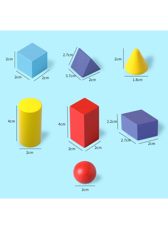 1 مجموعة من الهندسة الخشبية، الأشكال مونتيسوري 3D لعب الرياضيات للأطفال، مرحلة ما قبل المدرسة، رياض الأطفال لعب التعلم اللغز، واللوازم الصفية للمدرسة المنزلية - Image 2