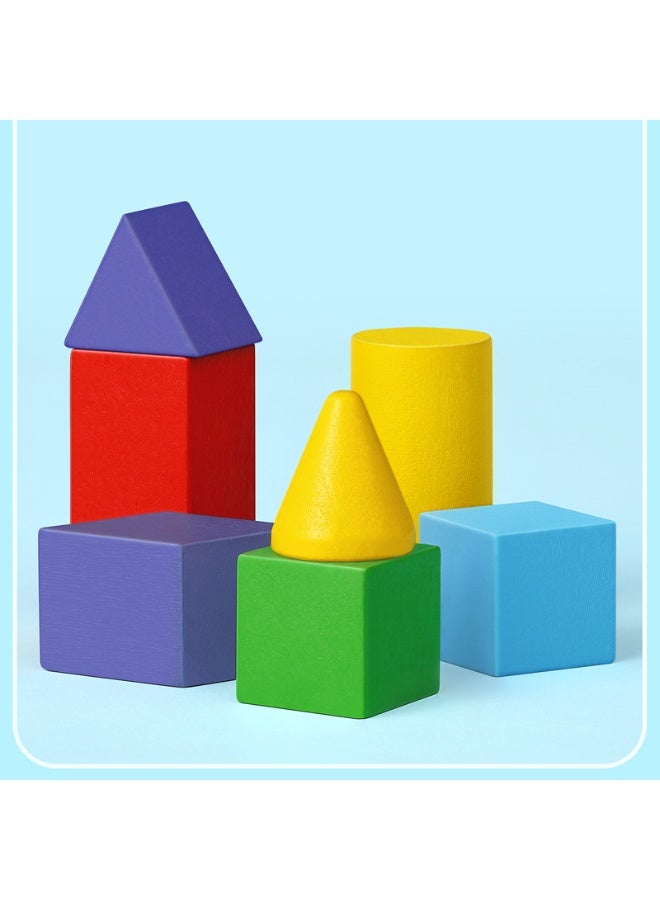 1 مجموعة من الهندسة الخشبية، الأشكال مونتيسوري 3D لعب الرياضيات للأطفال، مرحلة ما قبل المدرسة، رياض الأطفال لعب التعلم اللغز، واللوازم الصفية للمدرسة المنزلية - Image 4