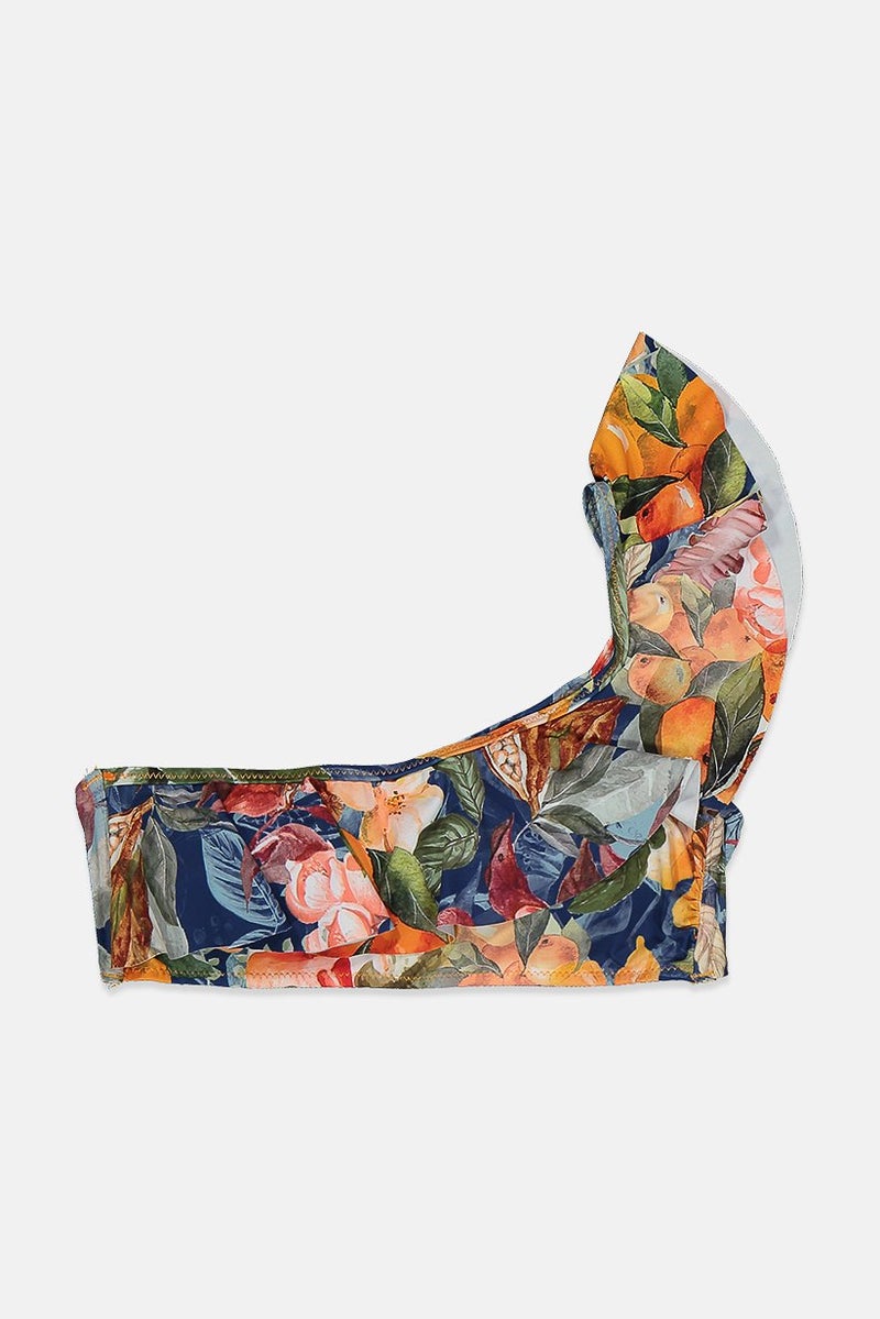 women'secret بيكيني علوي بطبعة شاملة للنساء 1 قطعة، مزيج من الأزرق الداكن والبرتقالي والأخضر - Image 1
