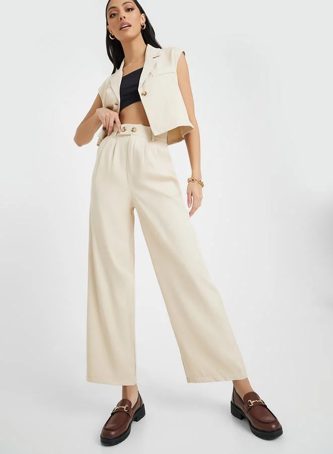 Take Two Crop Waistcoat Blazer & Wide Leg Trouser Co-Ord Set