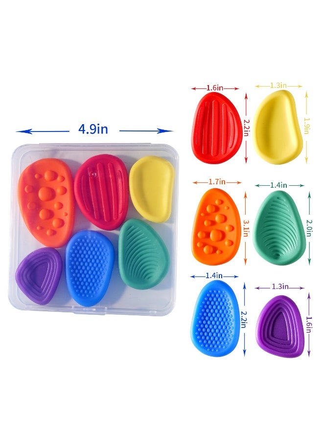 SENSORY Fidget Toys Sensory Stones 6PCS Silicone Stress Relief Toy Worry Stone Textured Anxiety Stone - Image 2