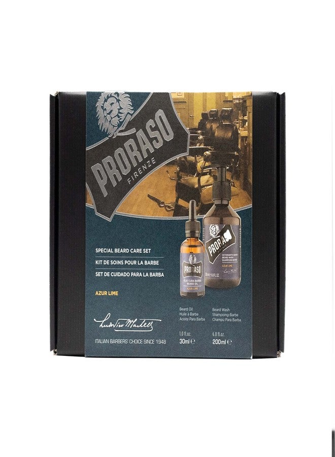 Proraso Beard Care Kit for Men, Beard Wash & Oil with Azure Lime to Tame, Cleanse & Detangle Full, Thick and Coarse Beards, Azure Lime - Image 2