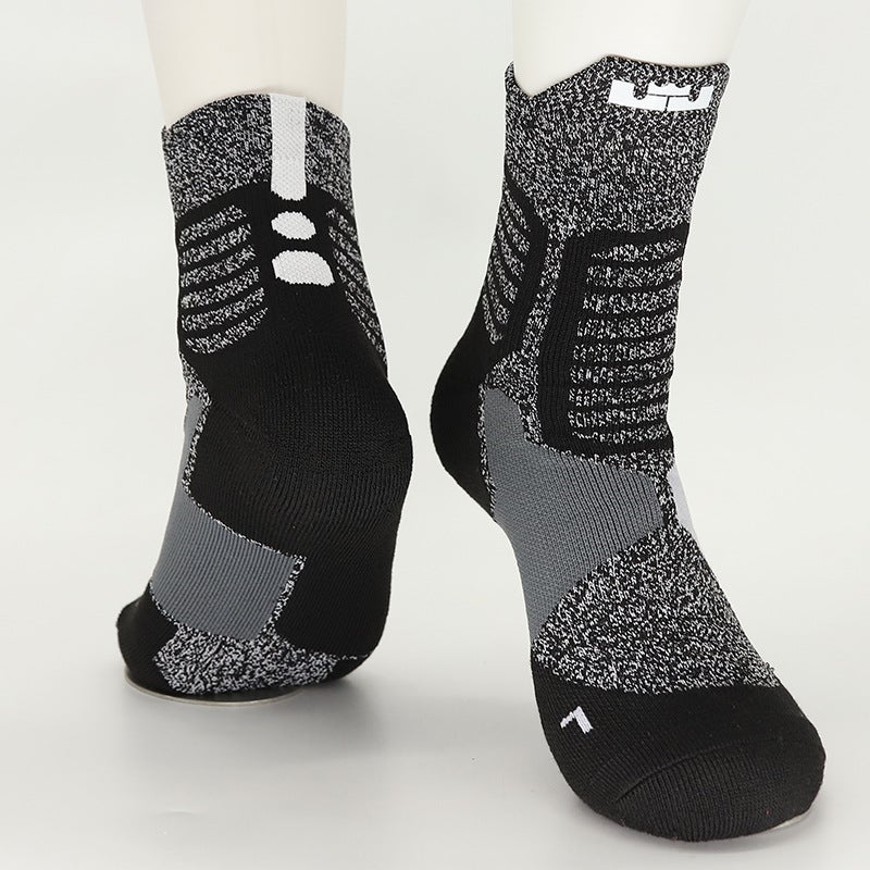 Kids High-Top Basketball Socks Elite Cotton James Dark Grey 
