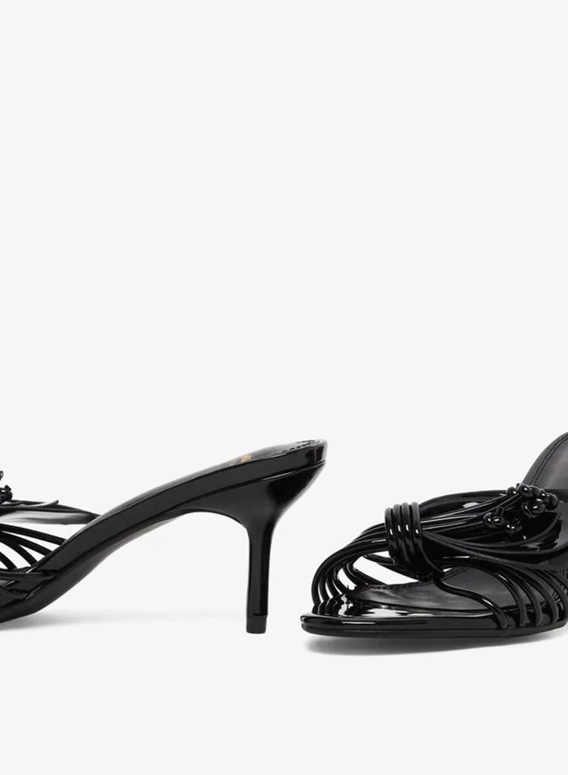 Styli Women Black Woven Strap Heel Sandals