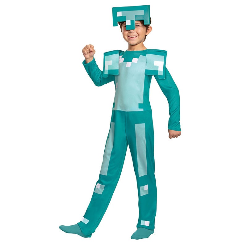 All Saints Childrens Costumes My World MC Party Cosplay Costumes Stage Performance Costumes minecraft Style 5 long sleeve "hat jacket pants]