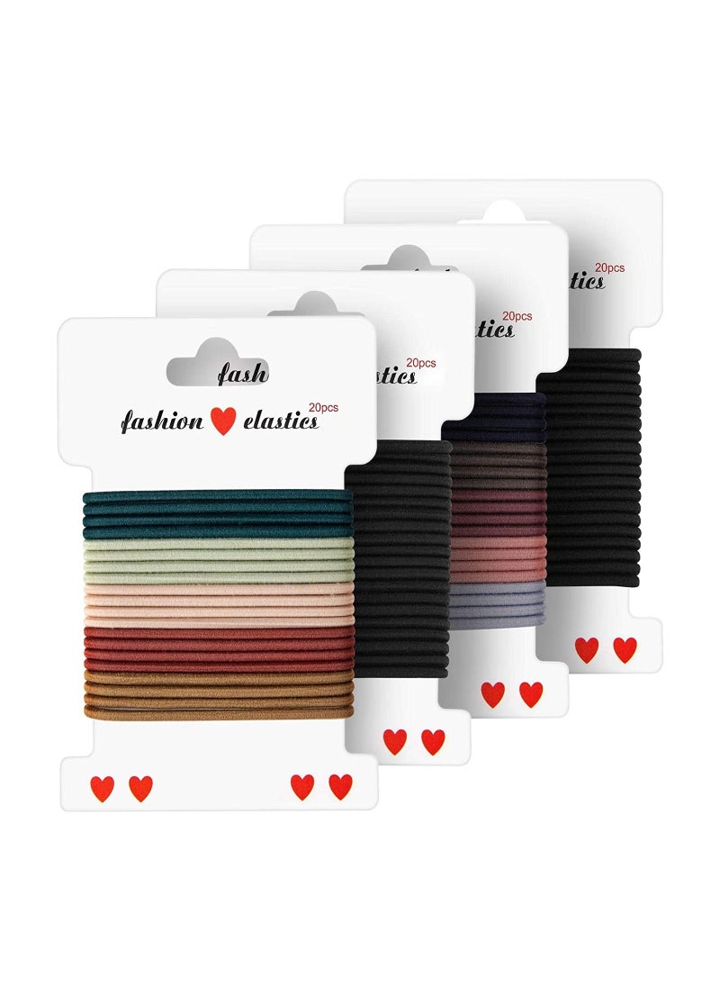 Y&D 80 PCS Hair Elastics, High Stretch Rubber Band, No Metal Ties Damage Hair, Elastic Band Dia 1.58 IN 2.5mm, Suitable for women and men (Value Set Black/Colored Each 40pcs)  - Image 1
