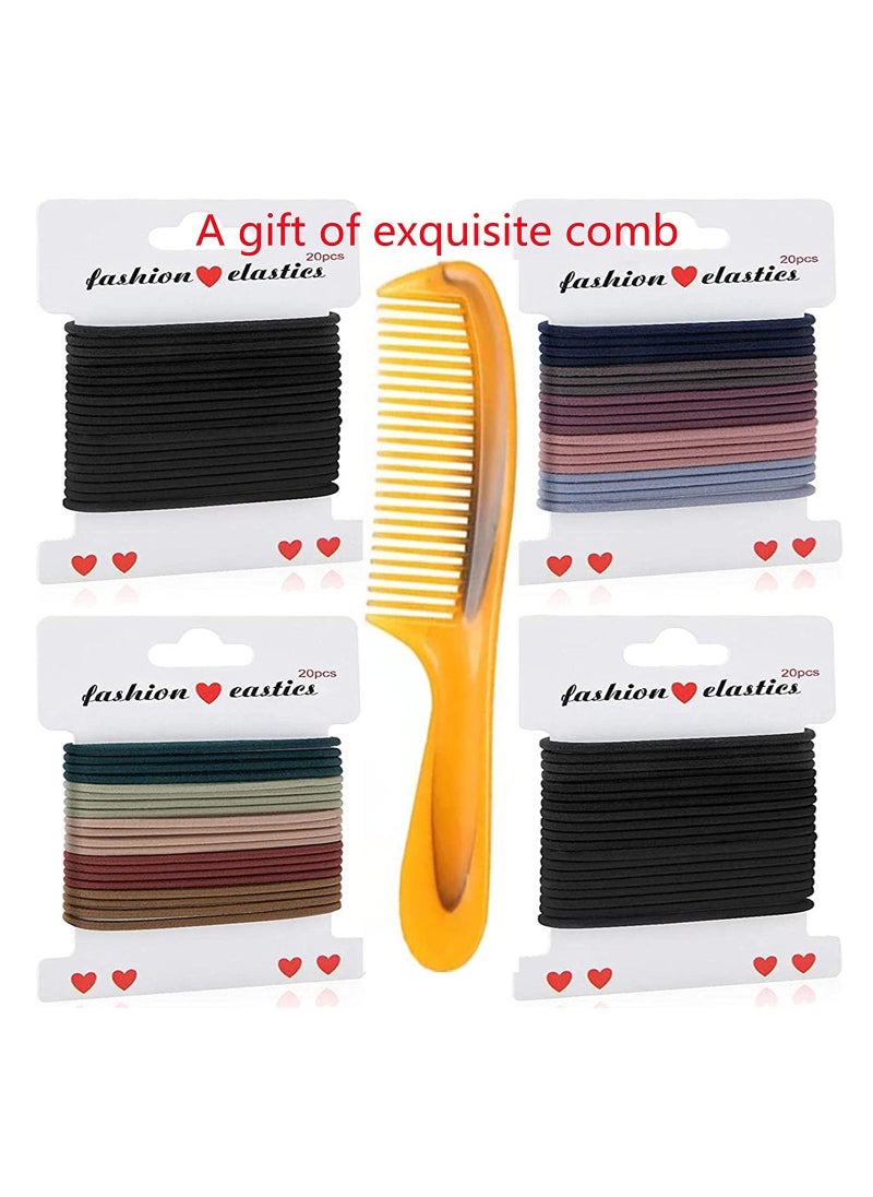 Y&D 80 PCS Hair Elastics, High Stretch Rubber Band, No Metal Ties Damage Hair, Elastic Band Dia 1.58 IN 2.5mm, Suitable for women and men (Value Set Black/Colored Each 40pcs)  - Image 2