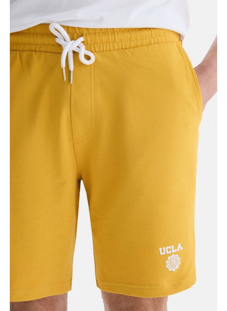 UCLA Fowler Mustard Yellow Printed Standard Fit Men's Knitted Shorts  - Image 3