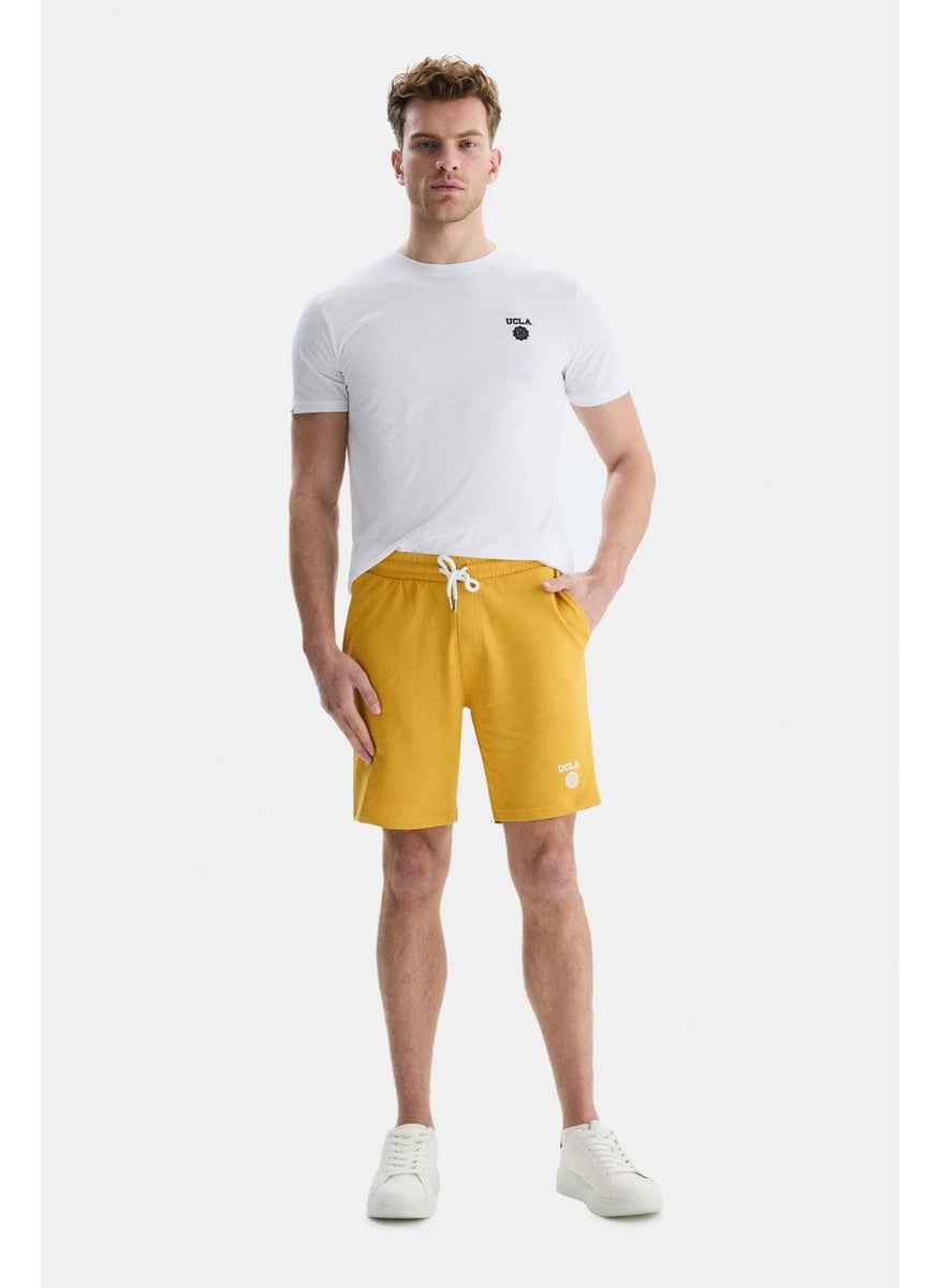 UCLA Fowler Mustard Yellow Printed Standard Fit Men's Knitted Shorts  - Image 1