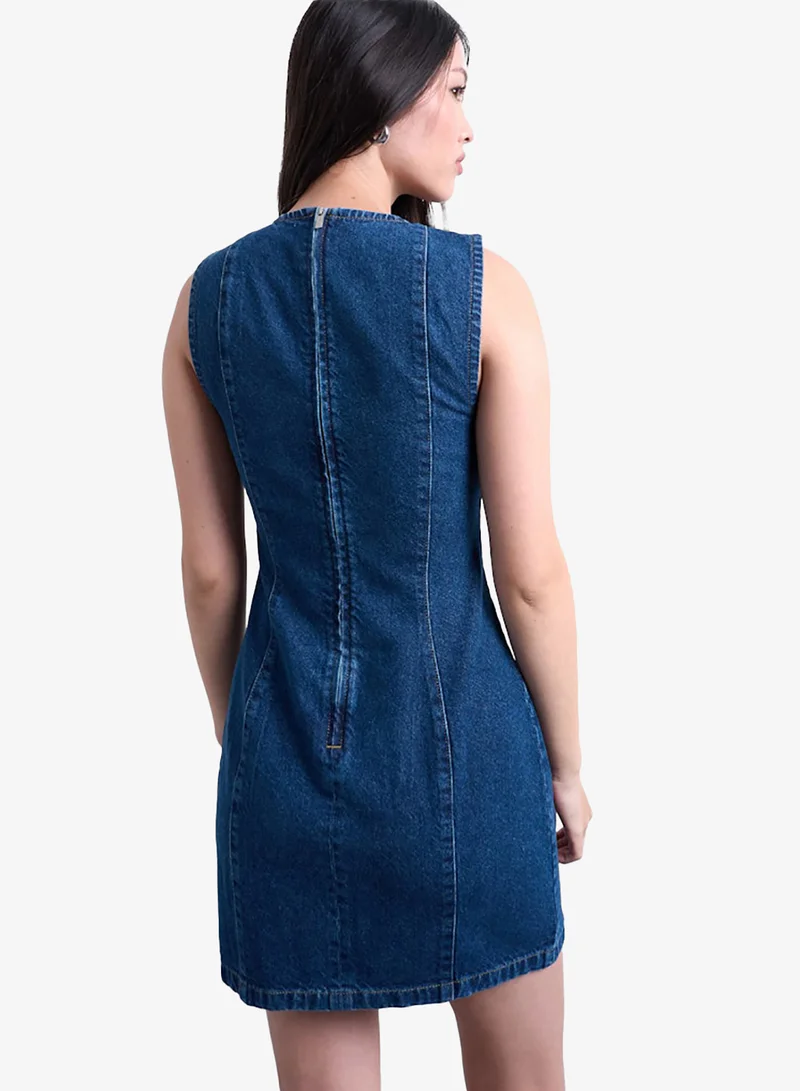 Topshop Casual Sleeveless Mini Denim Dress