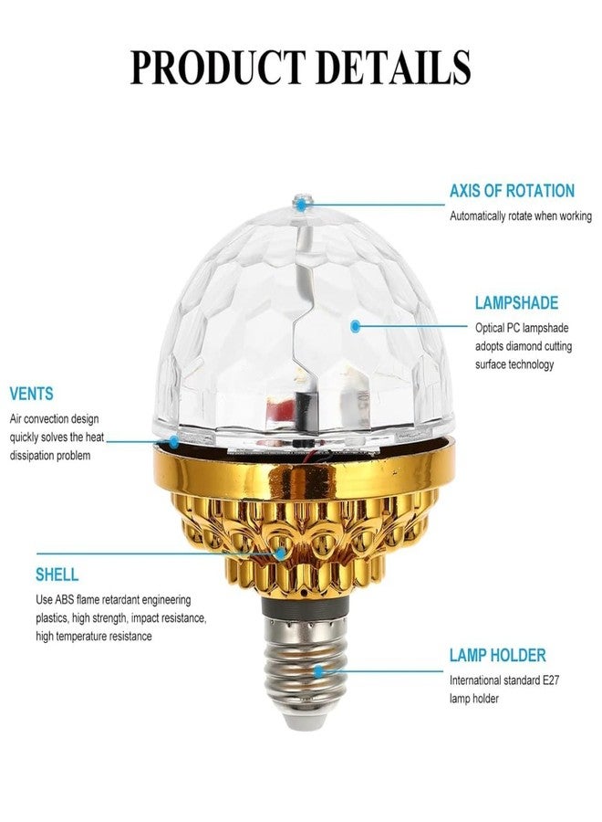 SYSPRO 360 Degree Rotating LED Crystal Magic Ball RGB Mini LED Stage Light Bulb Rotating Retro Disco Colorful Effect Ball Projector Lights Bulb - Image 4