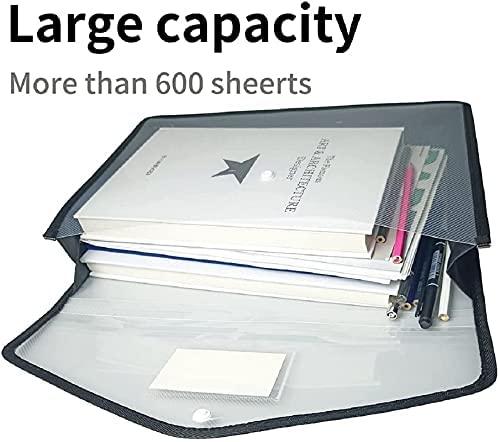 FEDUS Document Holder Envelope Folder,File Storage Bag With Snap Button Transparent Plastic File For Documents A4 Paper File Holder/Document Folder For Certificates Legal Documents Organizers,Pack 3 Black - Image 5