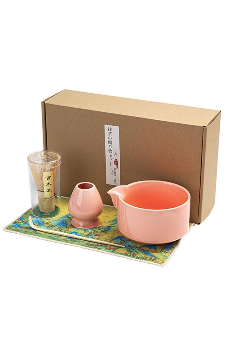 0TO1 TECH Matcha Whisk Set,5 PCS Japanese Matcha Kit, 20 OZ Matcha Bowl with Spout, Bamboo Whisk & Holder, Tea Cloth, Pink Matcha Set, Perfect for Matcha Lovers & Tea Ceremony (PINK) - Image 1