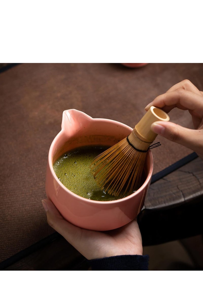0TO1 TECH Matcha Whisk Set,5 PCS Japanese Matcha Kit, 20 OZ Matcha Bowl with Spout, Bamboo Whisk & Holder, Tea Cloth, Pink Matcha Set, Perfect for Matcha Lovers & Tea Ceremony (PINK) - Image 5