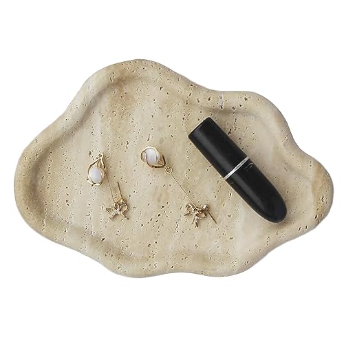 Nawgnail Real Travertine Jewelry Dish Cloud Shape, Trinket Dish, Ring Dish Key Tray Asethetic Home Décor, Gift for Women - Image 1