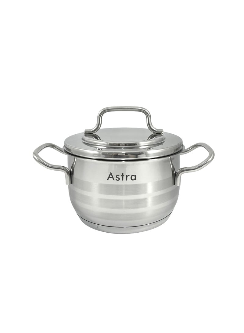 Astra Astra 9-Piece Premium Cookware Set – 18/10 Cr-Ni Stainless Steel – Includes 3 Deep Pots, 1 Low Casserole, 1 Frypan with Lids – Elegant & Durable Cooking Solution - Image 2