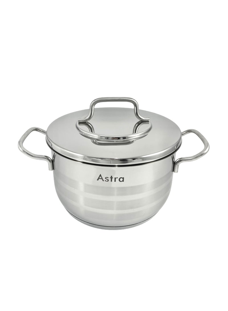 Astra Astra 9-Piece Premium Cookware Set – 18/10 Cr-Ni Stainless Steel – Includes 3 Deep Pots, 1 Low Casserole, 1 Frypan with Lids – Elegant & Durable Cooking Solution - Image 4
