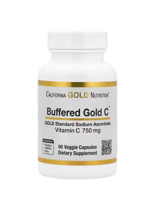 California Dietary Supplement Sodium Ascorbate Vitamin C 60 Vegetarian Capsules - Image 1