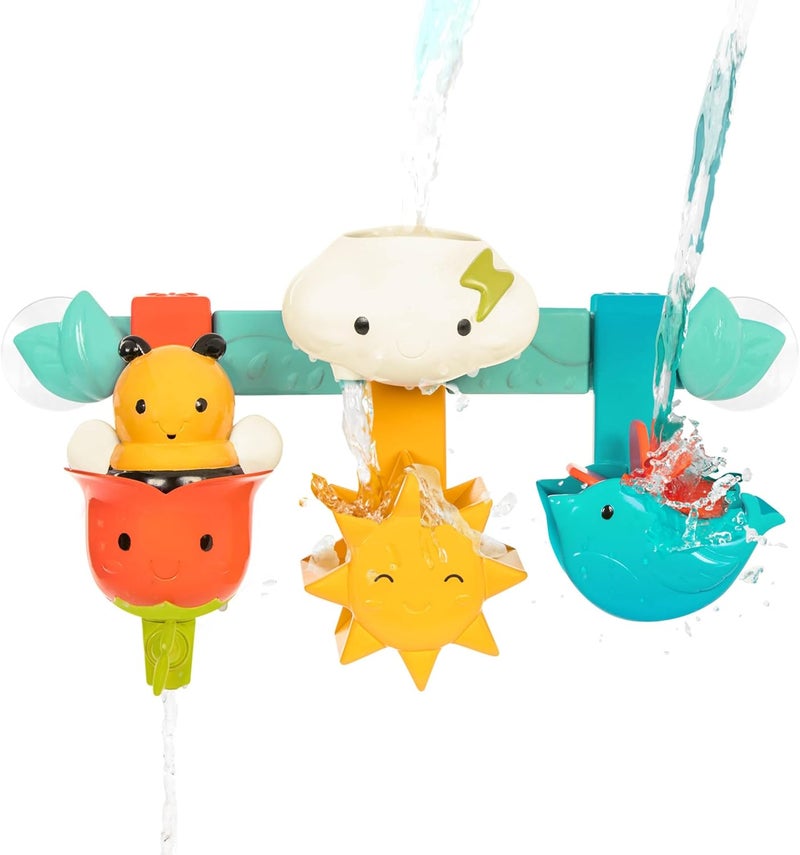 Battat – Baby Bath Toy Bar – Spin N Sort Spout – 6 Removable Pieces and 2 Suction Cups – Stackable, Sortable, Spinnable Bath Toys for Toddlers - Image 1