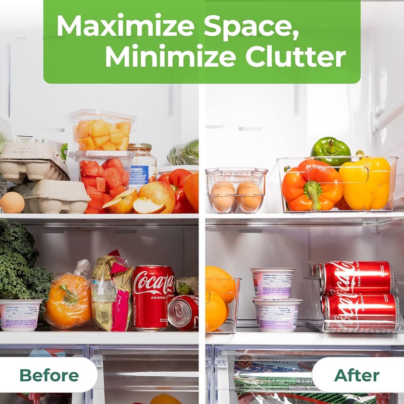 Greenco Refrigerator Organizers and Storage  Clear Fridge Organizer Bins Set Shatterproof Plastic with EasyGrip Handles Stackable Kitchen Organization Solution for Home and RV  Set of 6 - Image 3