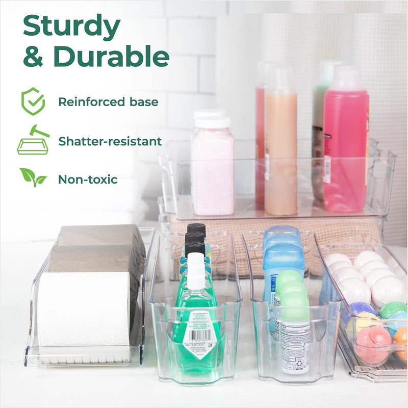 Greenco Refrigerator Organizers and Storage  Clear Fridge Organizer Bins Set Shatterproof Plastic with EasyGrip Handles Stackable Kitchen Organization Solution for Home and RV  Set of 6 - Image 4
