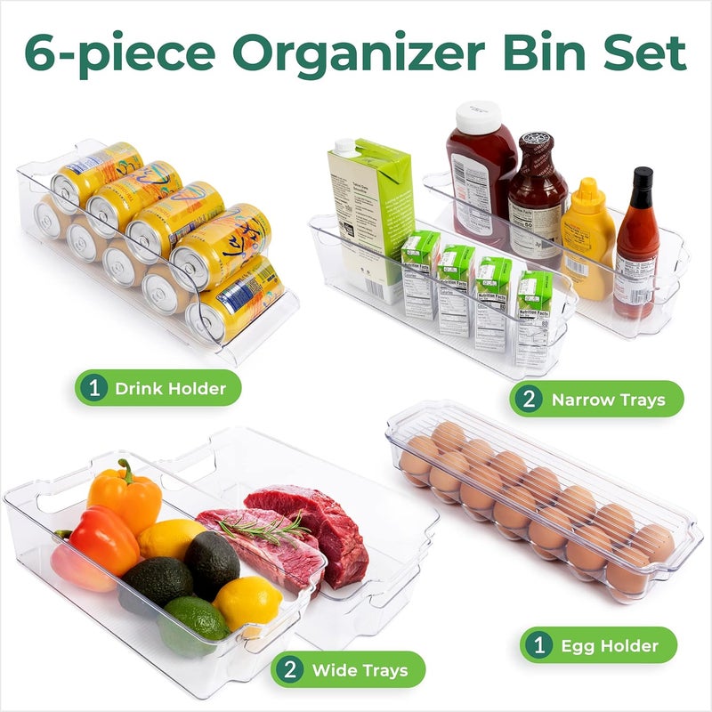 Greenco Refrigerator Organizers and Storage  Clear Fridge Organizer Bins Set Shatterproof Plastic with EasyGrip Handles Stackable Kitchen Organization Solution for Home and RV  Set of 6 - Image 2