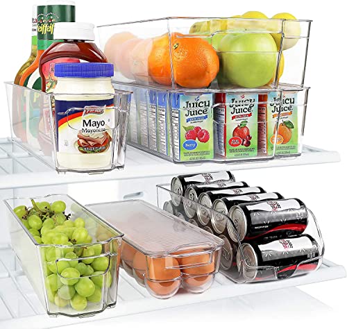 Greenco Refrigerator Organizers and Storage  Clear Fridge Organizer Bins Set Shatterproof Plastic with EasyGrip Handles Stackable Kitchen Organization Solution for Home and RV  Set of 6 - Image 1