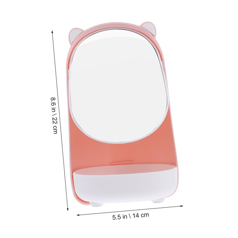 OUNONA 1 Piece Adjustable Makeup Mirror Compact Vanity Mirror Multi Functional Table Mirror Pink Home And Travel Chic Bear Design - Image 3