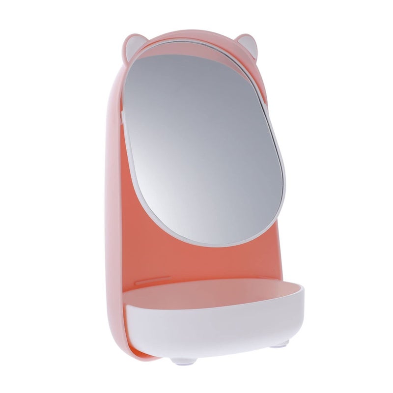 OUNONA 1 Piece Adjustable Makeup Mirror Compact Vanity Mirror Multi Functional Table Mirror Pink Home And Travel Chic Bear Design - Image 2