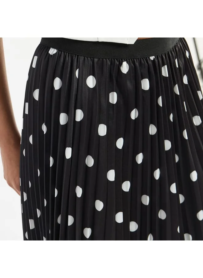 FAV All-Over Polka Dot Print A-line Skirt with Elasticated Waistband
