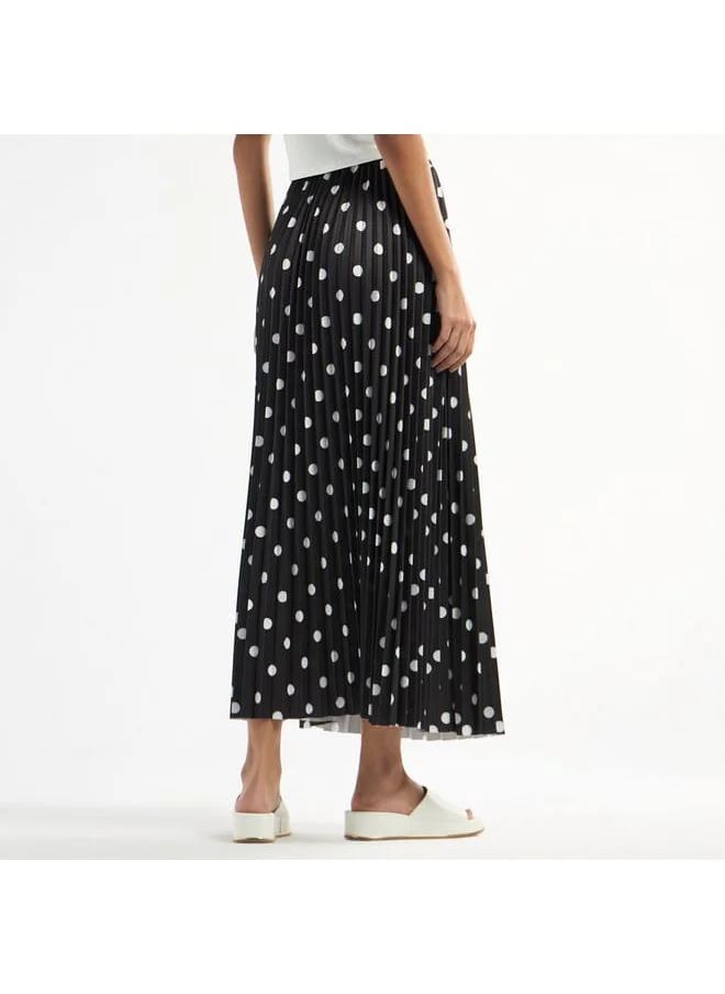 FAV All-Over Polka Dot Print A-line Skirt with Elasticated Waistband