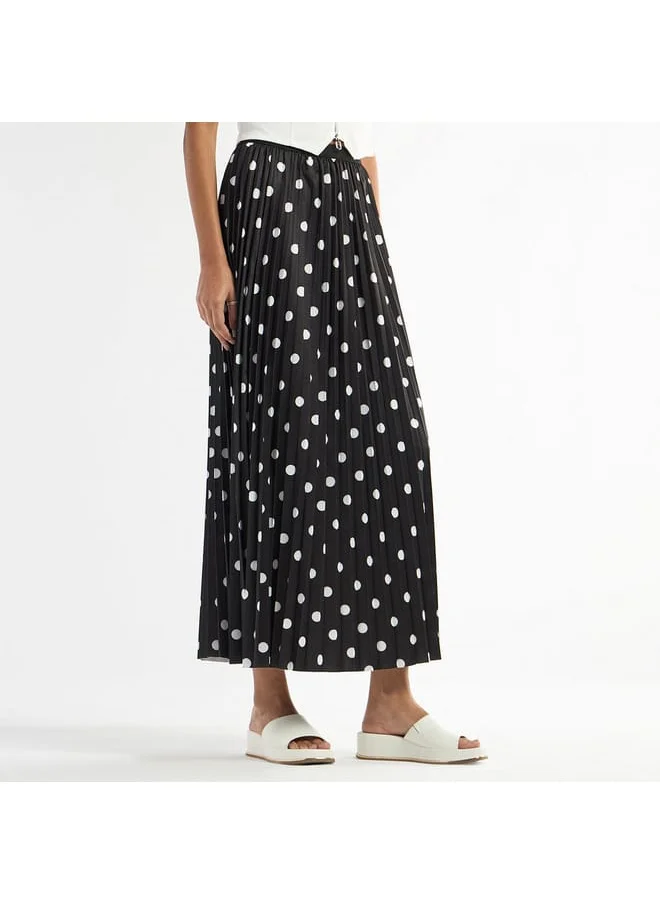 FAV All-Over Polka Dot Print A-line Skirt with Elasticated Waistband