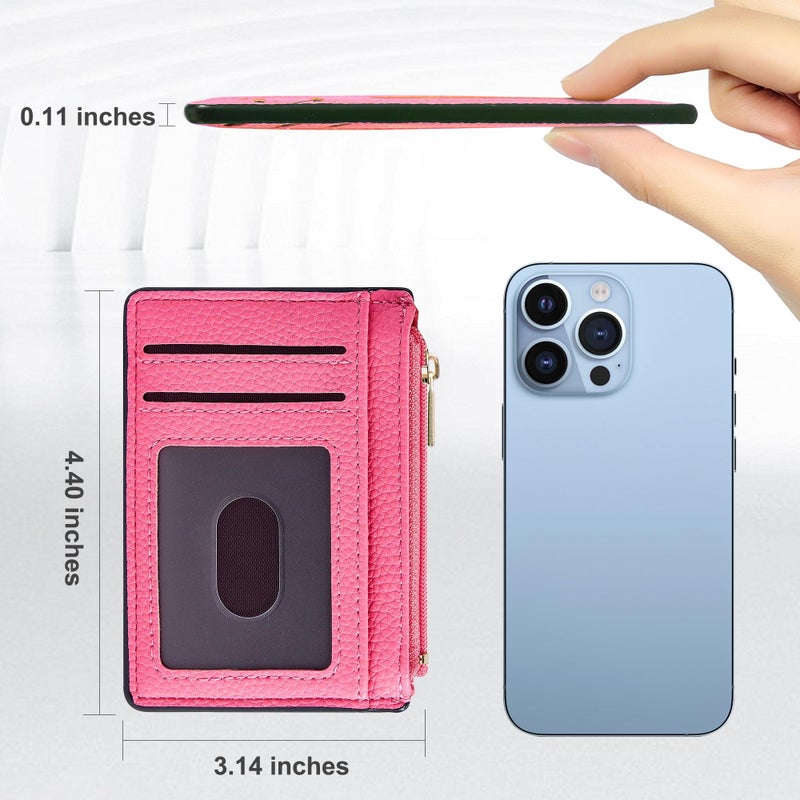 Tipmile Credit Card Holder for Women Slim Minimalist Front Pocket RFID Blocking Wallet Small Compact Card Case with ID Window, Vibrant Pink - Image 5