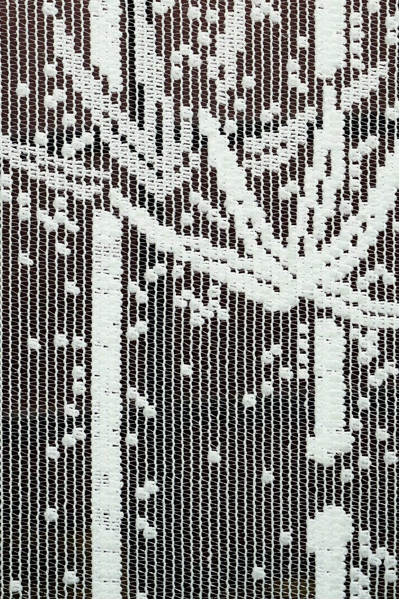 Parda online 5 ft Russel Net Web Fabric Palm Tree Window Curtain (White) | Eyelet Window Curtain | Vintage Print | Pack of 2 | 152 L x 121 W Centimeters - Image 3