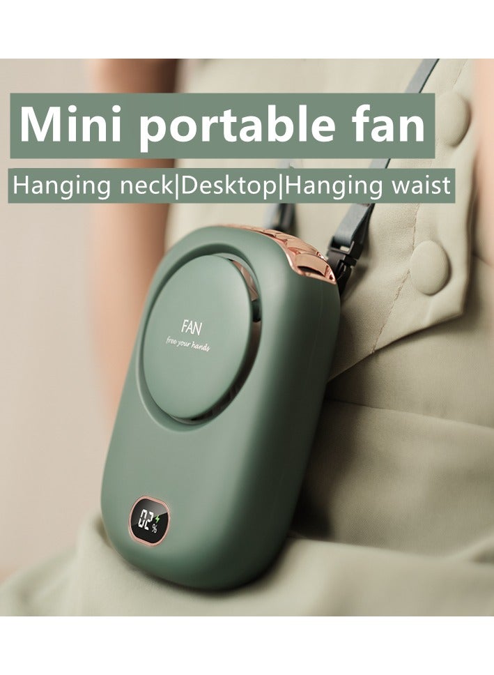 Aquaforest Portable Neck Hanging Fan With Silent Small Fan 2000mAh Power Display USB Interface Rechargeable, 3-speed Adjustment, Wide-angle Air Outlet, Can Be Hung On The Neck, Placed On The Desktop, And Hung On The Waist, Suitable For Family Travel, Commuting, Makeup, And Office Use - Image 1