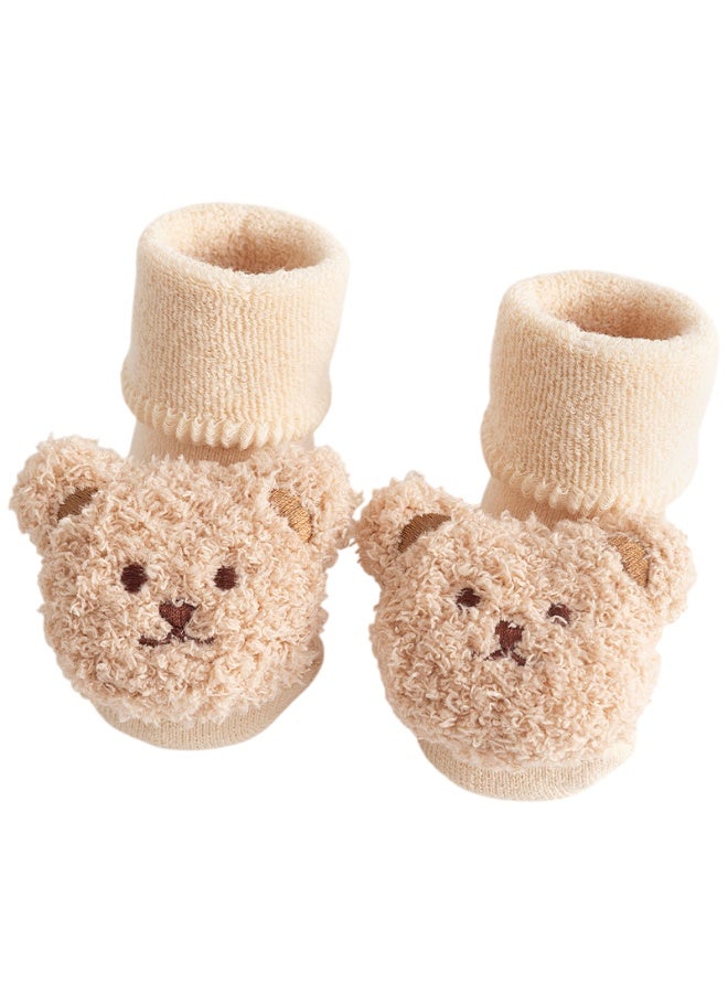 Bambimici Baby Cute 3D Bear Face Socks for Newborns & Infants Model 1 - Cream - Image 2