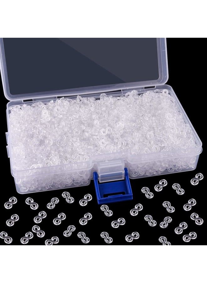 FEPITO 2000 Pcs Loom Rubber Bands S Clips Plastic Band Clips Connectors Refills Kit Clip for Loom Bracelets DIY Making, Clear - Image 1