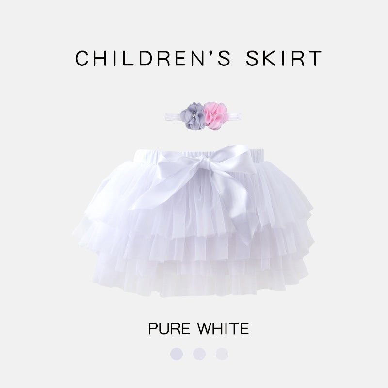 European American Toddler Skirt Set with Headband White (including hairband) 