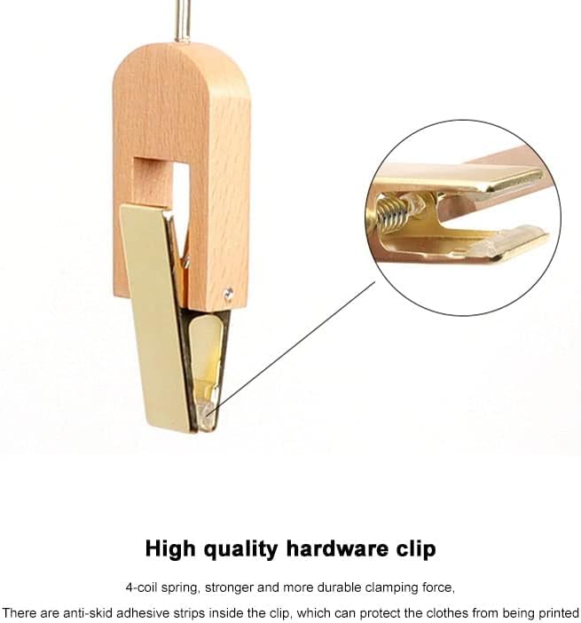ZIVIK ZIVIK Wooden Clip with Steel Hook Scarf Hat Hanger Bra Drying Rack Sock Hanging Clips Closet Laundry Hooks with Clips Wooden Clippers for Hanging Laundry Pack of 8 - Image 2