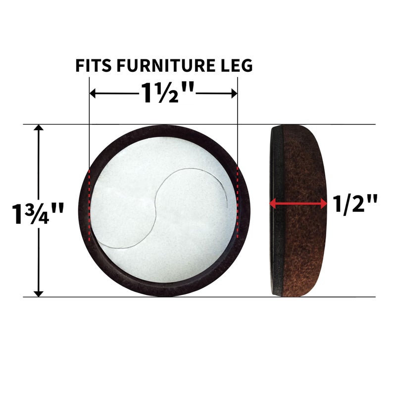Super Sliders 1 Inch Round Felt Self-Stick Furniture Sliders for Hardwood Floors and Surfaces  Formed Secure Grip for More Protection and Longer Wear (20 Pack  Brown) - Image 3