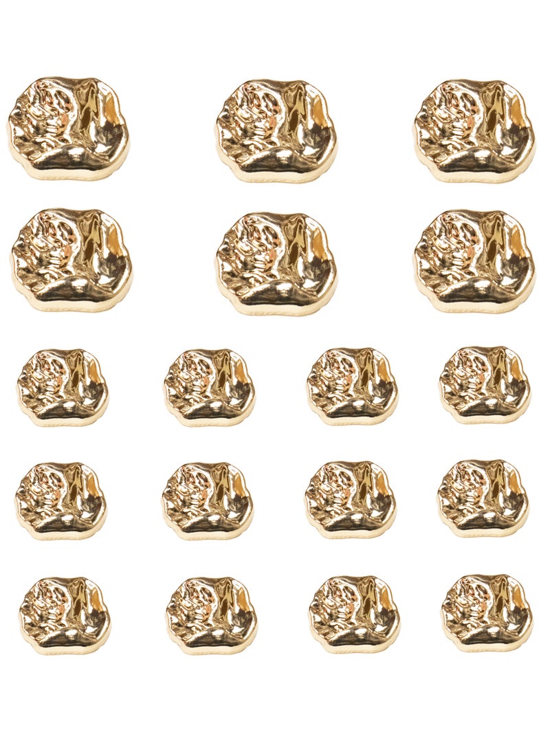 18Pcs Gold Metal Buttons Set – Shiny Textured Designer Buttons for Coats, Jackets, Crafts, DIY, and Sewing (6pcs 23mm & 12pcs 15mm) - Image 1
