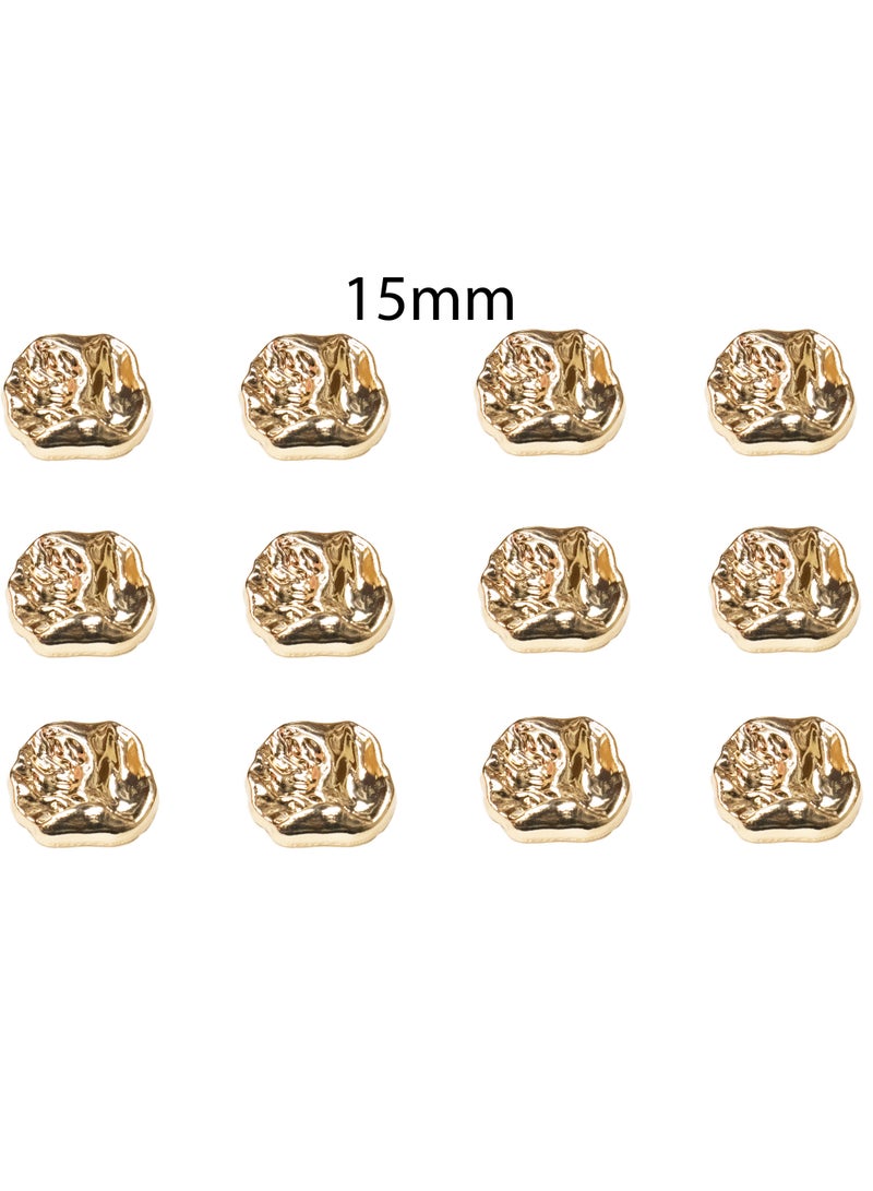 18Pcs Gold Metal Buttons Set – Shiny Textured Designer Buttons for Coats, Jackets, Crafts, DIY, and Sewing (6pcs 23mm & 12pcs 15mm) - Image 2