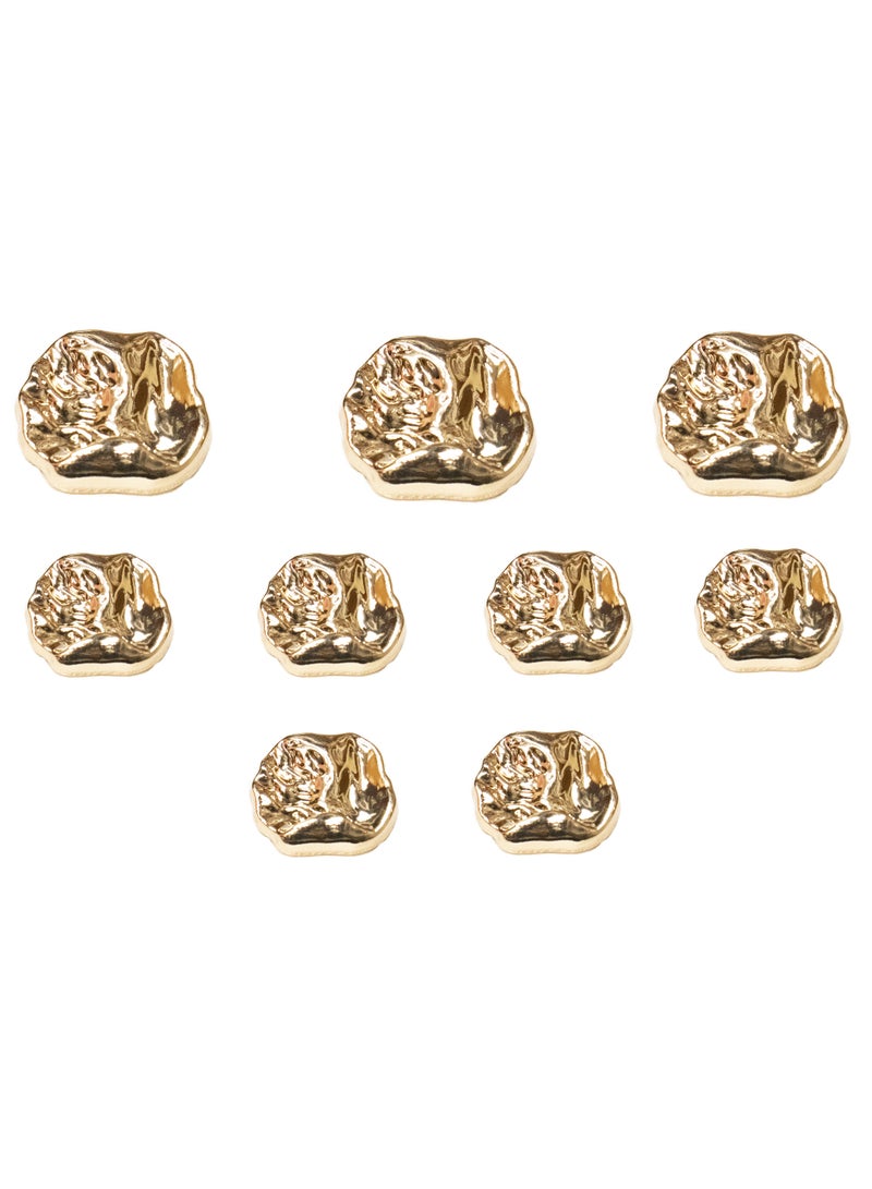18Pcs Gold Metal Buttons Set – Shiny Textured Designer Buttons for Coats, Jackets, Crafts, DIY, and Sewing (6pcs 23mm & 12pcs 15mm) - Image 3
