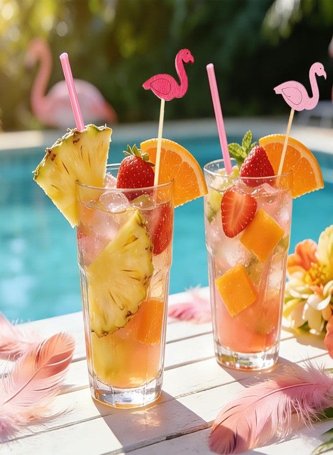 OSSIJAY 100 Pcs 6 Inch Flamingo Bamboo Swizzle Sticks, Tropical Cocktail Stirrers, Cake Pop & Lollipop Sticks for Summer Beach Party, Tiki Bar, Wedding & Baby Shower - Image 5
