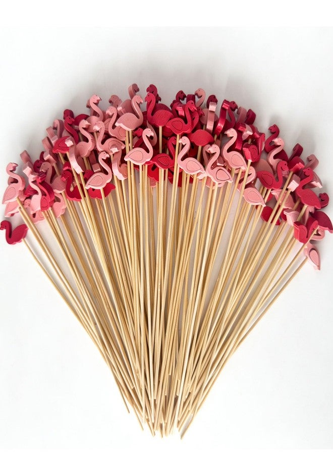 OSSIJAY 100 Pcs 6 Inch Flamingo Bamboo Swizzle Sticks, Tropical Cocktail Stirrers, Cake Pop & Lollipop Sticks for Summer Beach Party, Tiki Bar, Wedding & Baby Shower - Image 2