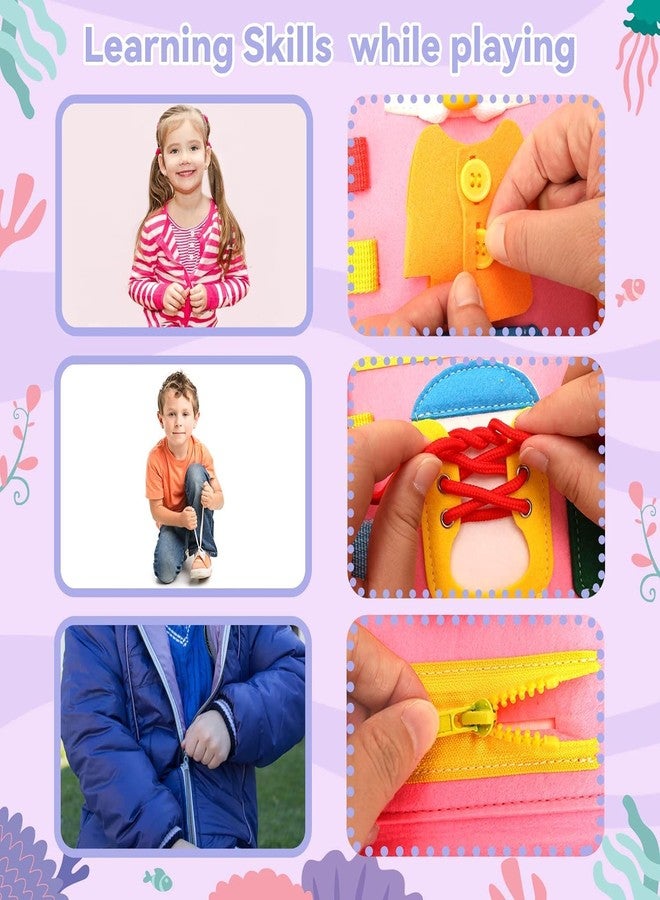 KolorFish Busy Board for Toddlers,Montessori Toys for Boys Girls 1 2 3 Year Old,Early Educational Activity Baby Sensory Toy,Autism Busy Book Travel Toys for Kids 3 4 5 6 7 Year Old (Underwater Pink) - Image 4