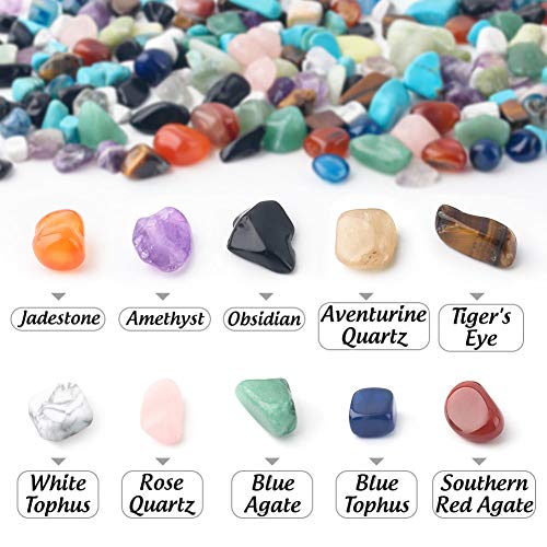 JOHOUSE Quartz Crystals, Crushed Chips Tumbled Polished Stone Beads Irregular Shaped Succulent Rocks for Plants Indoor Betta Fish Tank Gravel Vase Filler Crafts About 1lb(450g),10 Different Kinds - Image 3